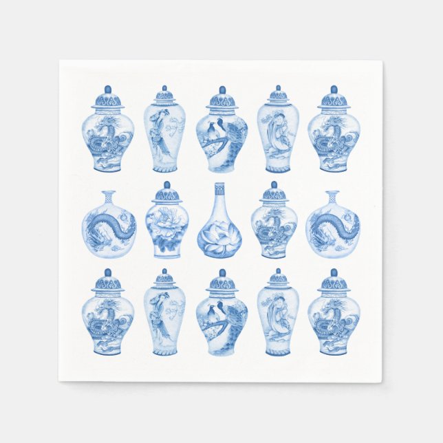 Blue Willow Chinoiserie Ginger Burk China Pappersservett (Framsidan)