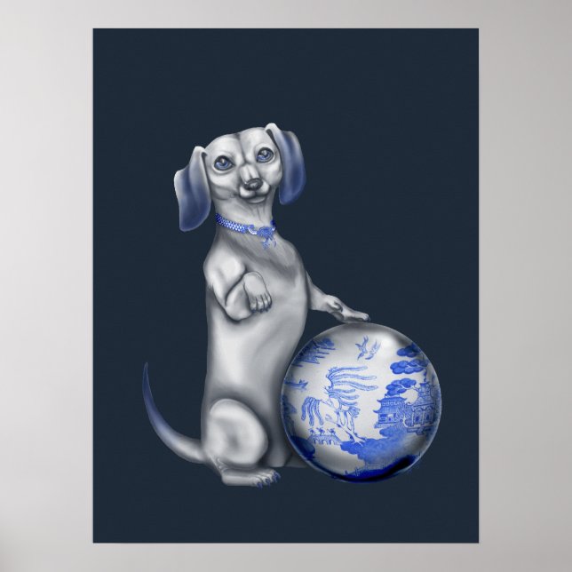 Blue Willow Dachshund Poster (Framsidan)