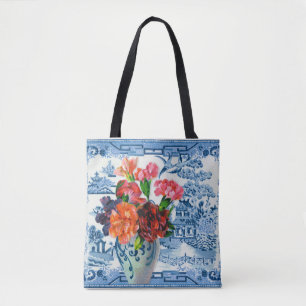 Blue Willow Hälsning Tote Bag Tygkasse