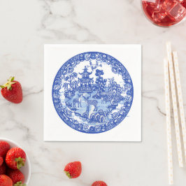 Blue Willow Hjort Asian Temple Garden Art Napkins Pappersservett