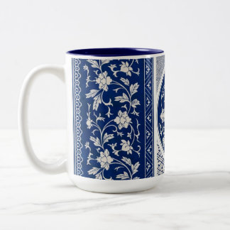 Blue Willow Ming Dynasty China botanik Två-Tonad Mugg