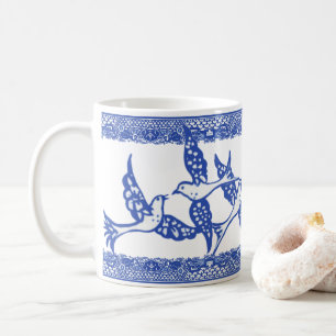 Blue Willow Phoenix Bird Blue & White Chinoiserie Kaffemugg