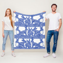 Blue Willow Rabbit Blommigt Chinoiserie Bunny Desi