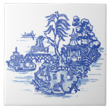 Blue Willow Rabbit Island Antique Fantasy Art