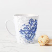 Blue Willow Rabbit Island Whimsical Crackle Titta