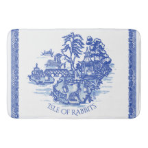 Blue Willow Rabbit Island Whimsical Pottery Titta