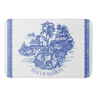 Blue Willow Rabbit Island Whimsical Pottery Titta Badrumsmatta