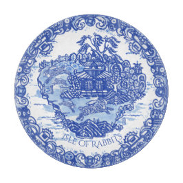 Blue Willow Rabbit Island White Whimsical Toile Cu
