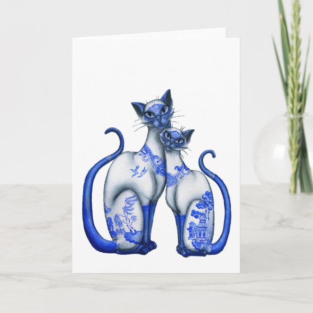 Blue Willow Siamese Cats Kort (Framsida)