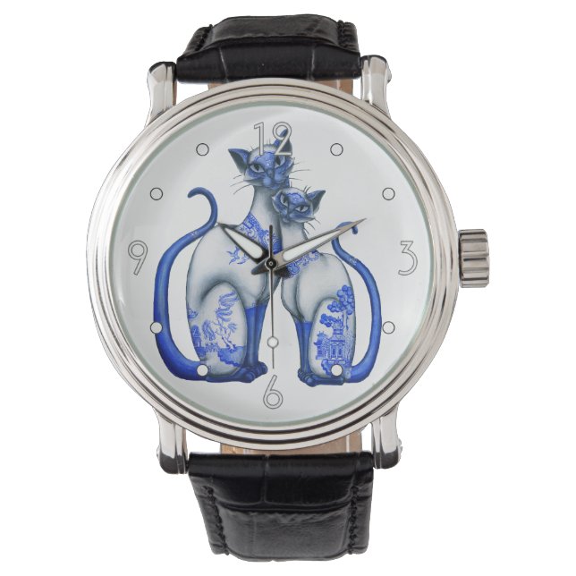 "Blue Willow Siamese Cats" Se Armbandsur (Framsida)