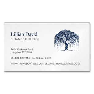Blue Willow Träd Logotyp Magnetiska Visitkort