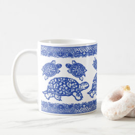 Blue Willow Turtle Tortoise Cute Whimsical Animal Kaffemugg