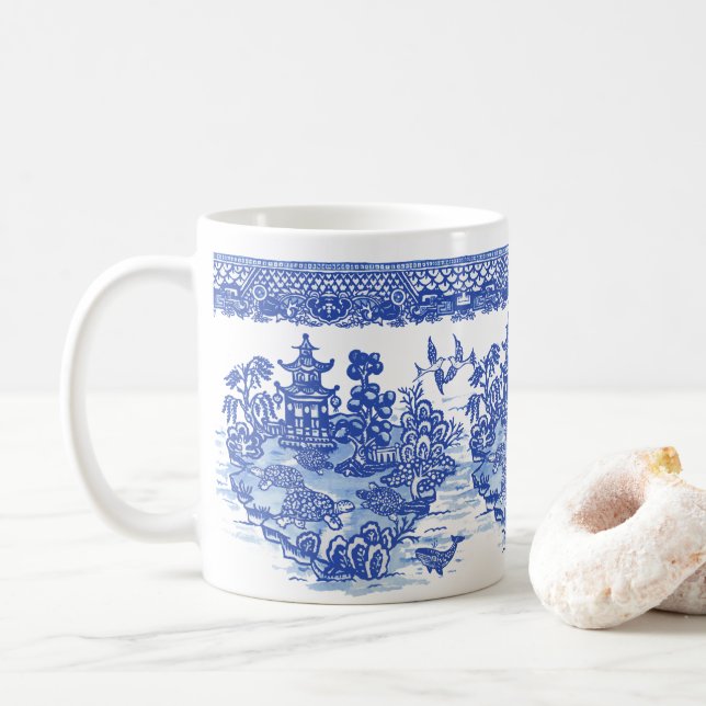 Blue Willow Turtle Tortoise Isle of Animals Roligt Kaffemugg (Med munk)