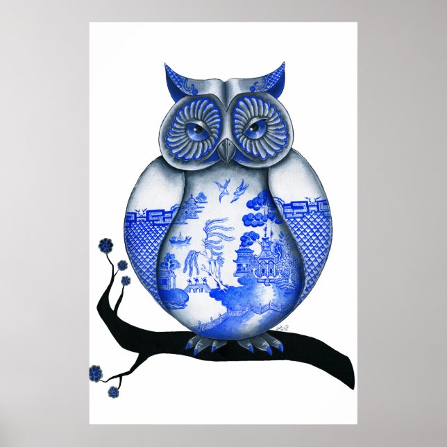 Blue Willow Uggla Poster (Framsidan)
