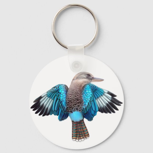 Blue Winged Kookaburra Keychain Nyckelring (Framsida)