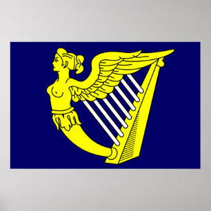 Blue Winged Maiden Harp, Irland flagga Poster