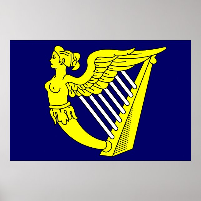 Blue Winged Maiden Harp, Irland flagga Poster (Framsidan)