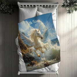 Blue Winged Unicorn Fantasy Nautical Fantasy Horse Fleecefilt