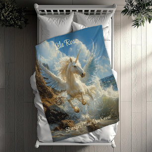 Blue Winged Unicorn Fantasy Nautical Fantasy Horse Fleecefilt