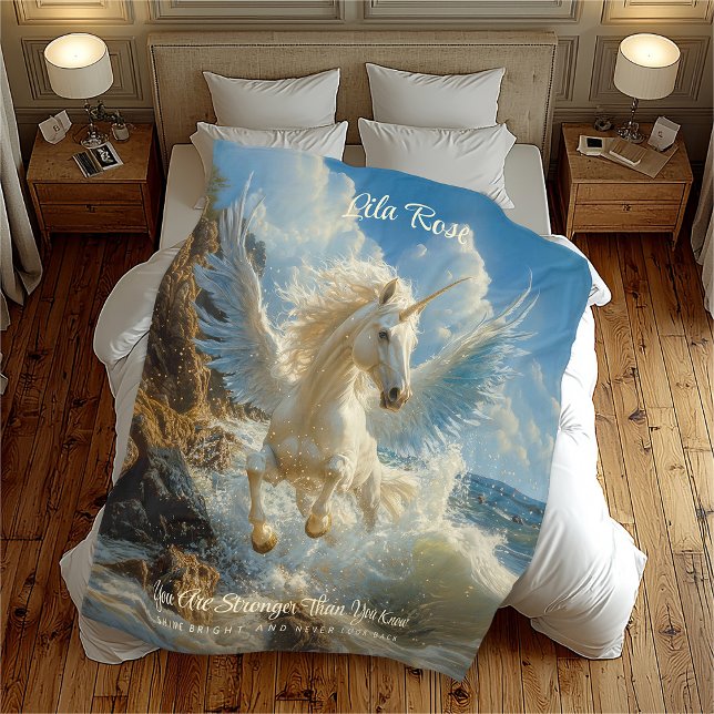Blue Winged Unicorn Fantasy Nautical Fantasy Horse Fleecefilt (Skapare uppladdad)