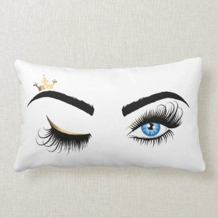 Blue Wink Ögon Long Lash Krona Lumbarkudde