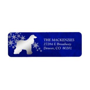 Blue Winter Afghan Hound Returadress Etikett