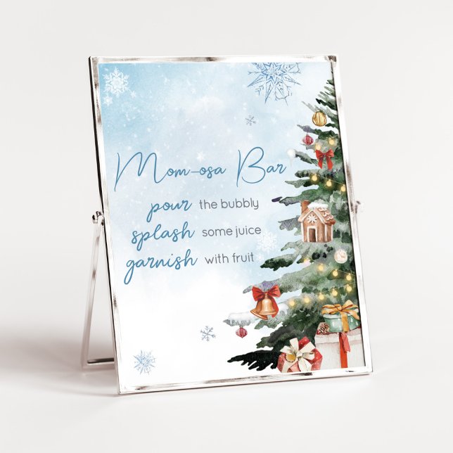 Blue Winter Baby Det är Kallet utanför Mamma Osa P Poster (Baby It's Cold Outside Baby Shower Mom Osa Bar Sign)
