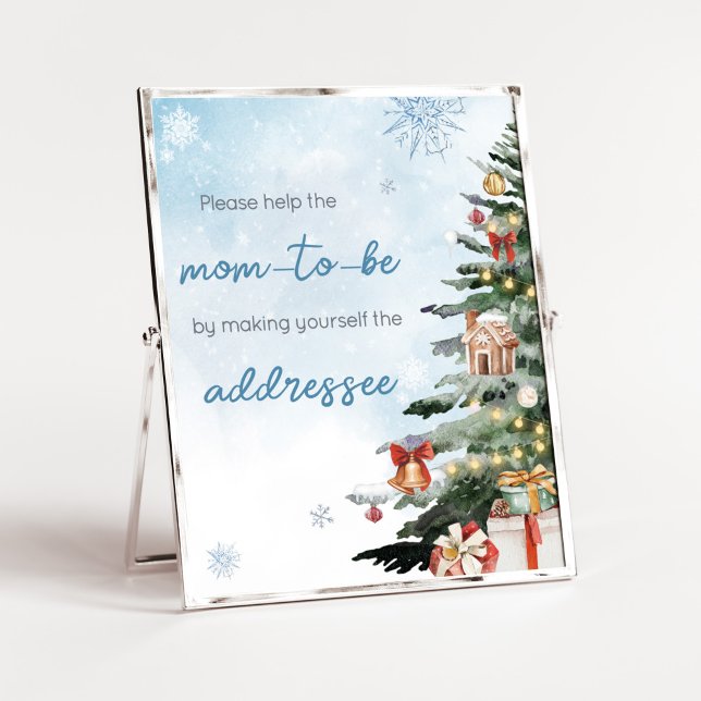 Blue Winter Baby Kall utanför kuvertet Station Poster (Baby It's Cold Outside Baby Shower Envelope Station Sign)