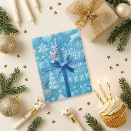 Blue Winter Birthday Presentpapper