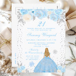 Blue Winter Blonde Hair Princess Födelsedagsfest Vykort<br><div class="desc">Den här eleganten och den glamorösa inbjudan på vinterfödelsedag innehåller en vacker prinsessa med blondinskt hår och rättvis hud i en blå boll-gryna. Texten kombinerar handskript och modernt sans serif typsnitt för ett klassligt och sofistikerat utseende. Blommigten, snöflingor och silver-konetti skapar perfekten blandning av rustik och chic. Grafik efter www.etsy.com/uk/shop/SunflowerDayLove...</div>