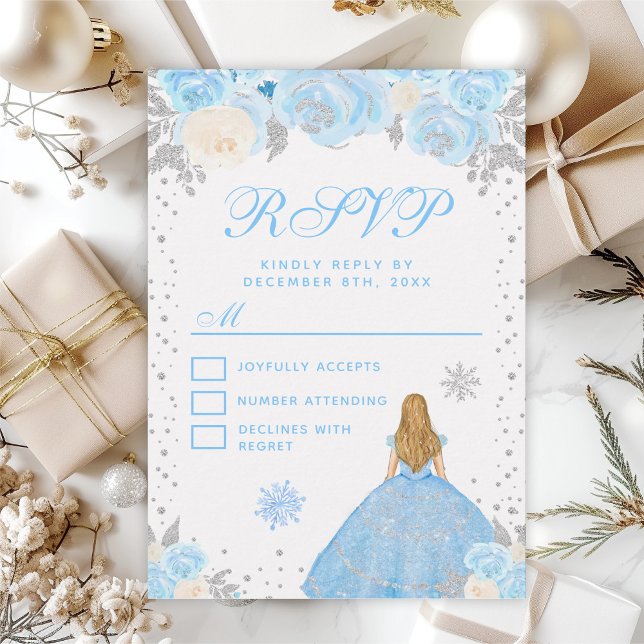 Blue Winter Blonde Hair Princess Sweet sixteen OSA Kort (Skapare uppladdad)