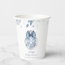 Blue Winter Bow Snowflake Ornament Baby Shower 
