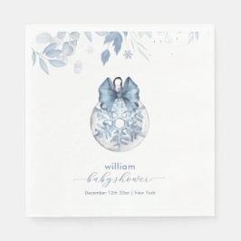Blue Winter Bow Snowflake Ornament Baby Shower  Pappersservett