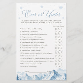 Blue Winter Bridal Shower Over or Under Game