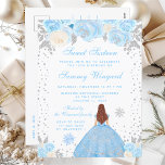 Blue Winter Brown Hair Princess Sweet sixteen Vykort<br><div class="desc">Den här eleganten och den glamorösa sweet sixteen på vinterdagen har en vacker prinsessa med brunt rött hår och rättvis hud i en blå boll-grav. Texten kombinerar handskript och modernt sans serif typsnitt för ett klassligt och sofistikerat utseende. Blommigten, snöflingor och silver-konetti skapar perfekten blandning av rustik och chic. Grafik...</div>