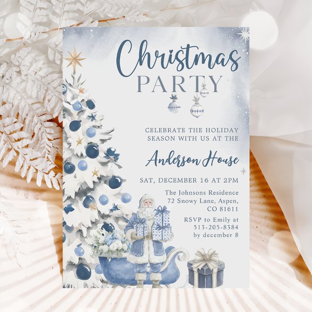 Blue Winter Christmas Party Invitation Inbjudningar (Skapare uppladdad)