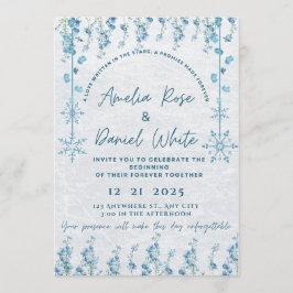 Blue Winter Floral Wedding Invitation  Inbjudningar