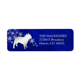 Blue Winter Fransk Bulldog-Returadress Returadress Etikett