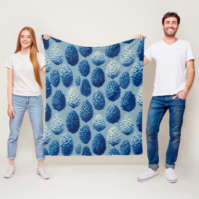 Blue Winter Gräs Cone Mönster Fleecefilt (På plats)