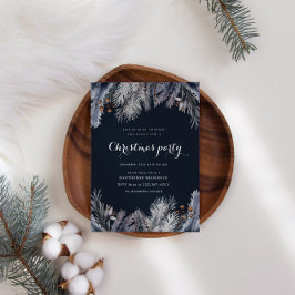 Blue Winter Greenery-inbjudan till julfest Inbjudningar