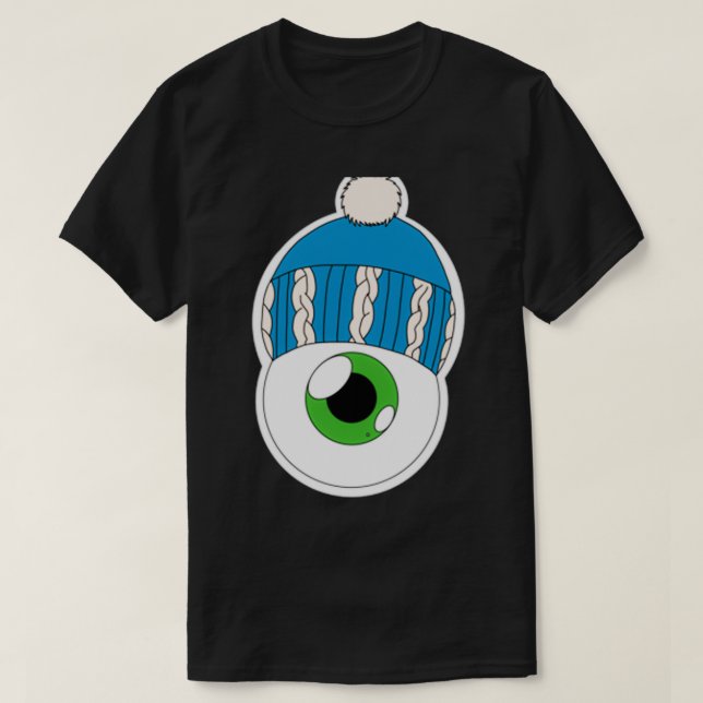 Blue Winter Hat Eyeball Grönt Iris T Shirt (Design framsida)