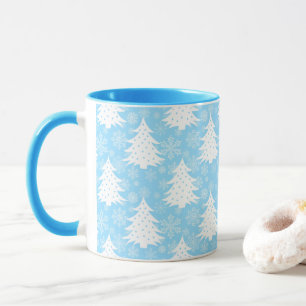 Blue Winter Julgran Snowflake Mönster Mugg