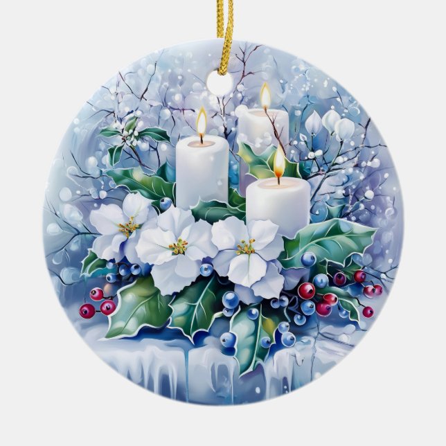 Blue Winter-julprydnad Julgransprydnad Keramik (Framsidan)