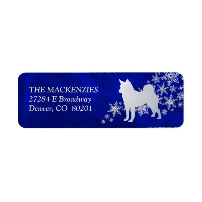 Blue Winter Norway Elkhound Hund Returadress Returadress Etikett (Framsidan)