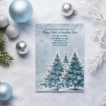Blue Winter Onederland 1:a födelsedagsinbjudan