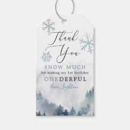 Blue Winter ONEderland Boy 1st Birthday Presentetikett