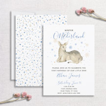 Blue Winter ONEderland Hjort Baby 1st Birthday