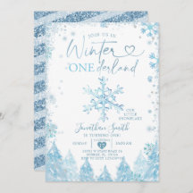 Blue Winter Onederland Snowflake 1st Birthday