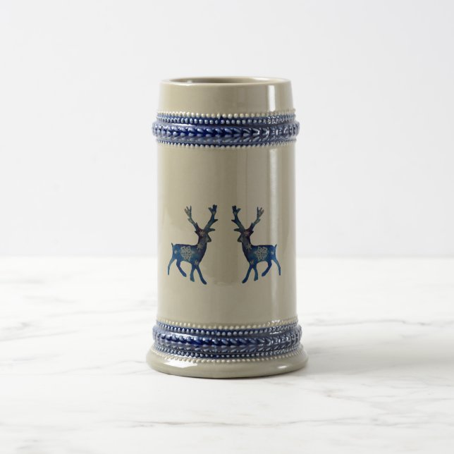 Blue Winter Reindeers Mugg (Center)