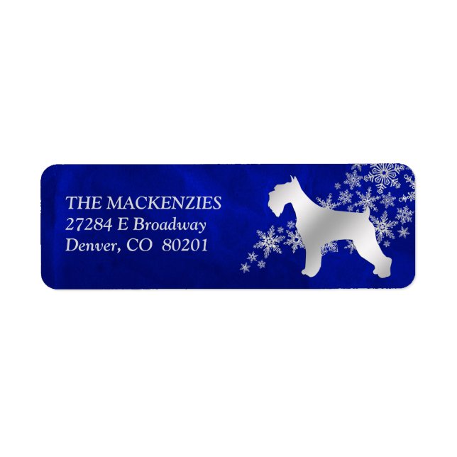 Blue Winter Schnauzer-Returadress Returadress Etikett (Framsidan)